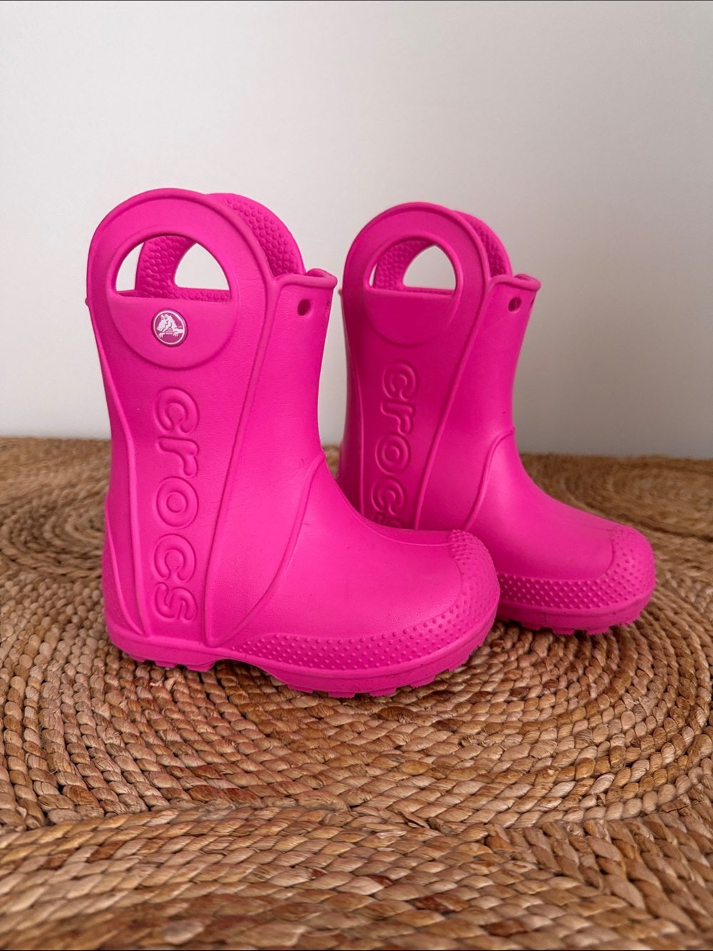 CROCS Kids Hot Pink Waterproof Handle Rain Boots